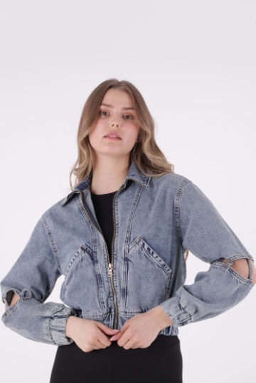 Denim Jacket with Window Sleeves